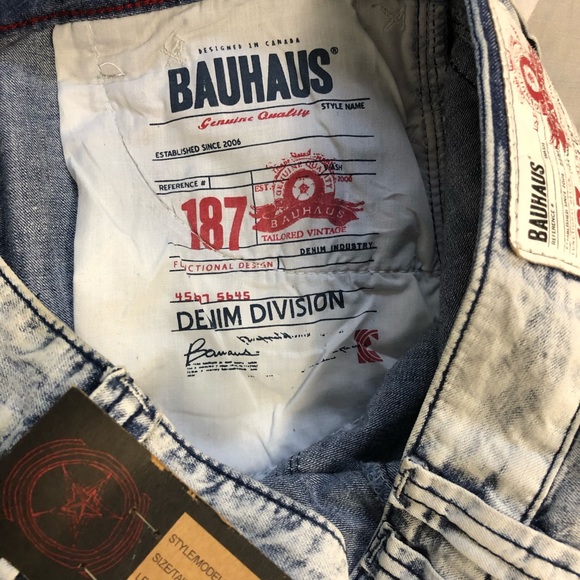 Fancy Light blue Men’s Jeans Bauhaus Brand straight fit low to mid rise - Picture 11 of 13